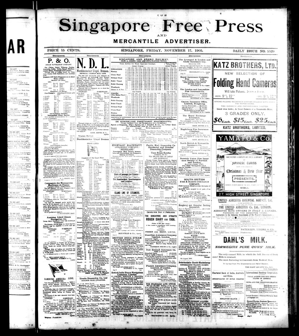 Miniature of Singapore Free Press and Mercantile Advertiser 17 November 1905