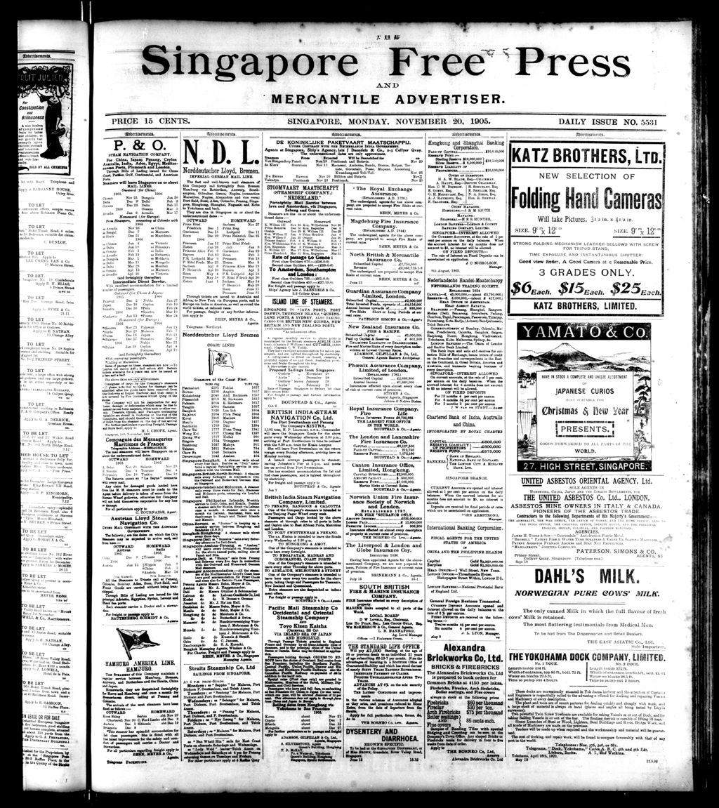 Miniature of Singapore Free Press and Mercantile Advertiser 20 November 1905