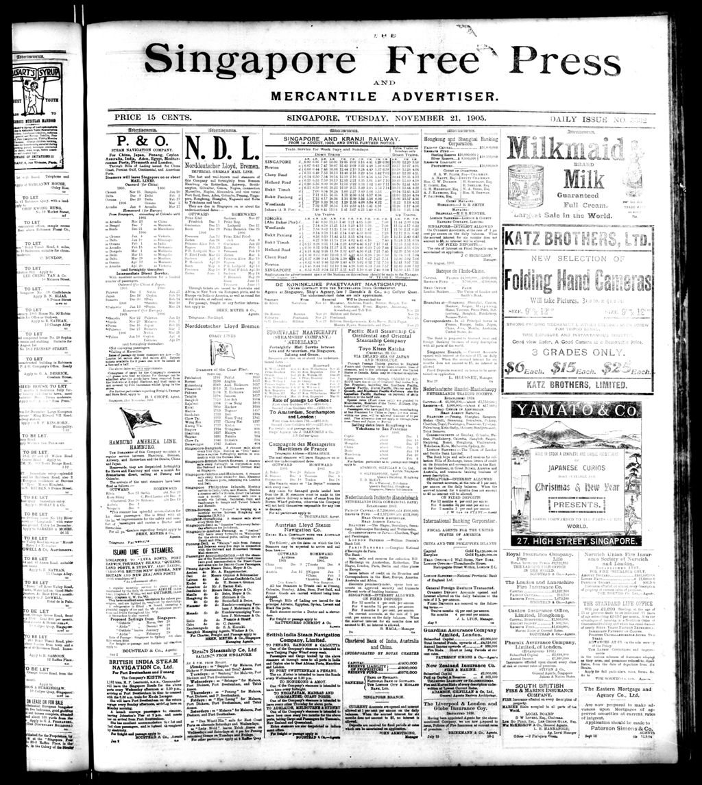 Miniature of Singapore Free Press and Mercantile Advertiser 21 November 1905