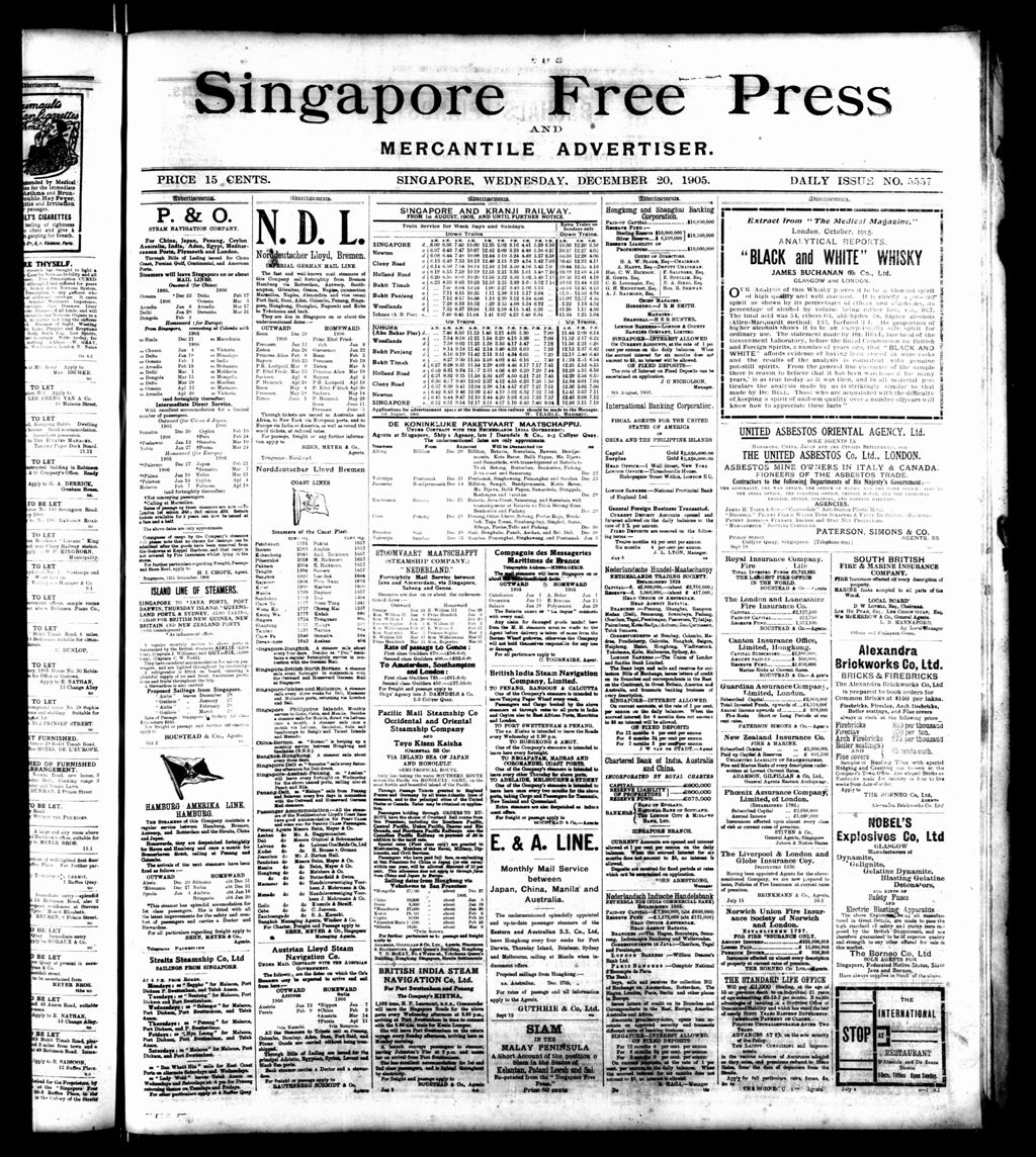 Miniature of Singapore Free Press and Mercantile Advertiser 20 December 1905