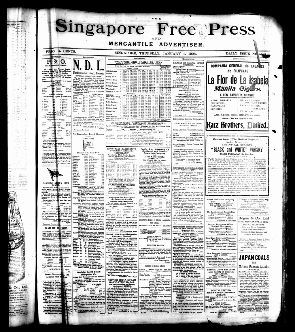 Miniature of Singapore Free Press and Mercantile Advertiser 04 January 1906