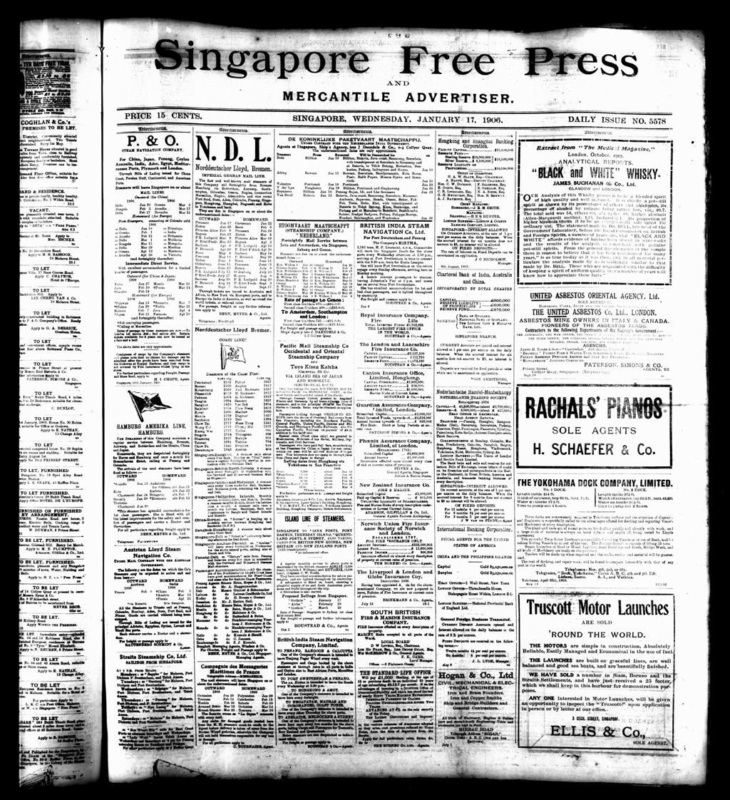 Miniature of Singapore Free Press and Mercantile Advertiser 17 January 1906