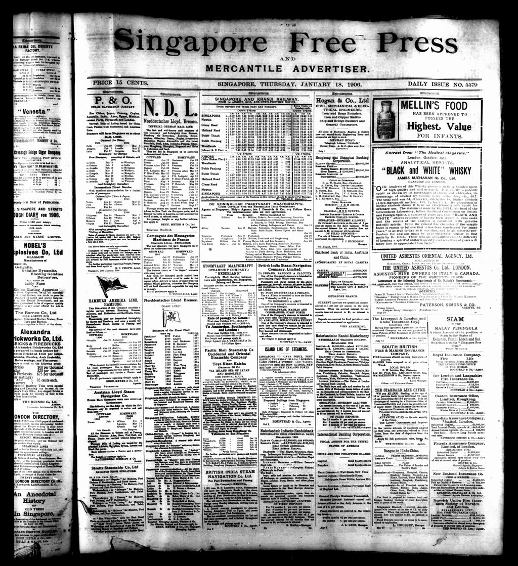 Miniature of Singapore Free Press and Mercantile Advertiser 18 January 1906