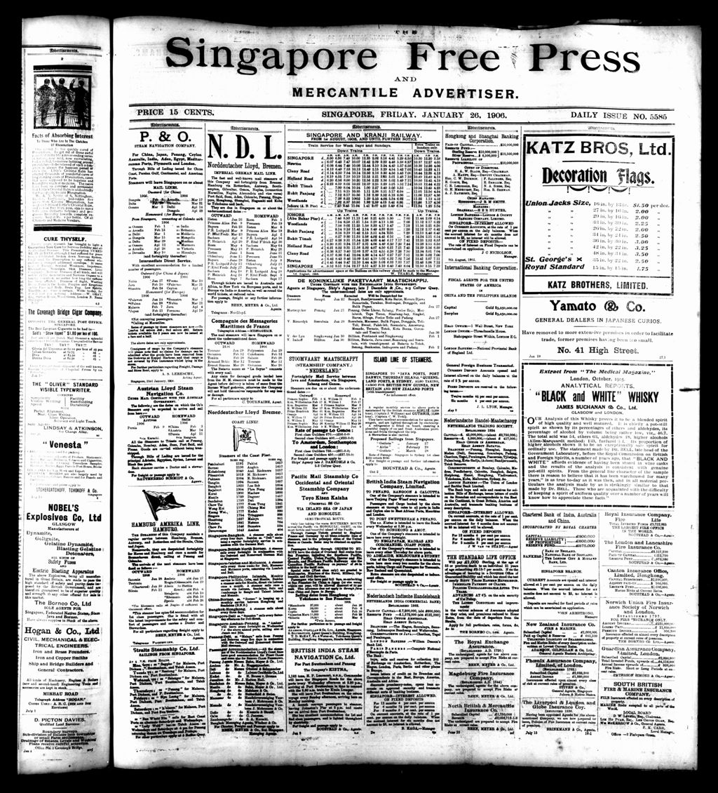 Miniature of Singapore Free Press and Mercantile Advertiser 26 January 1906