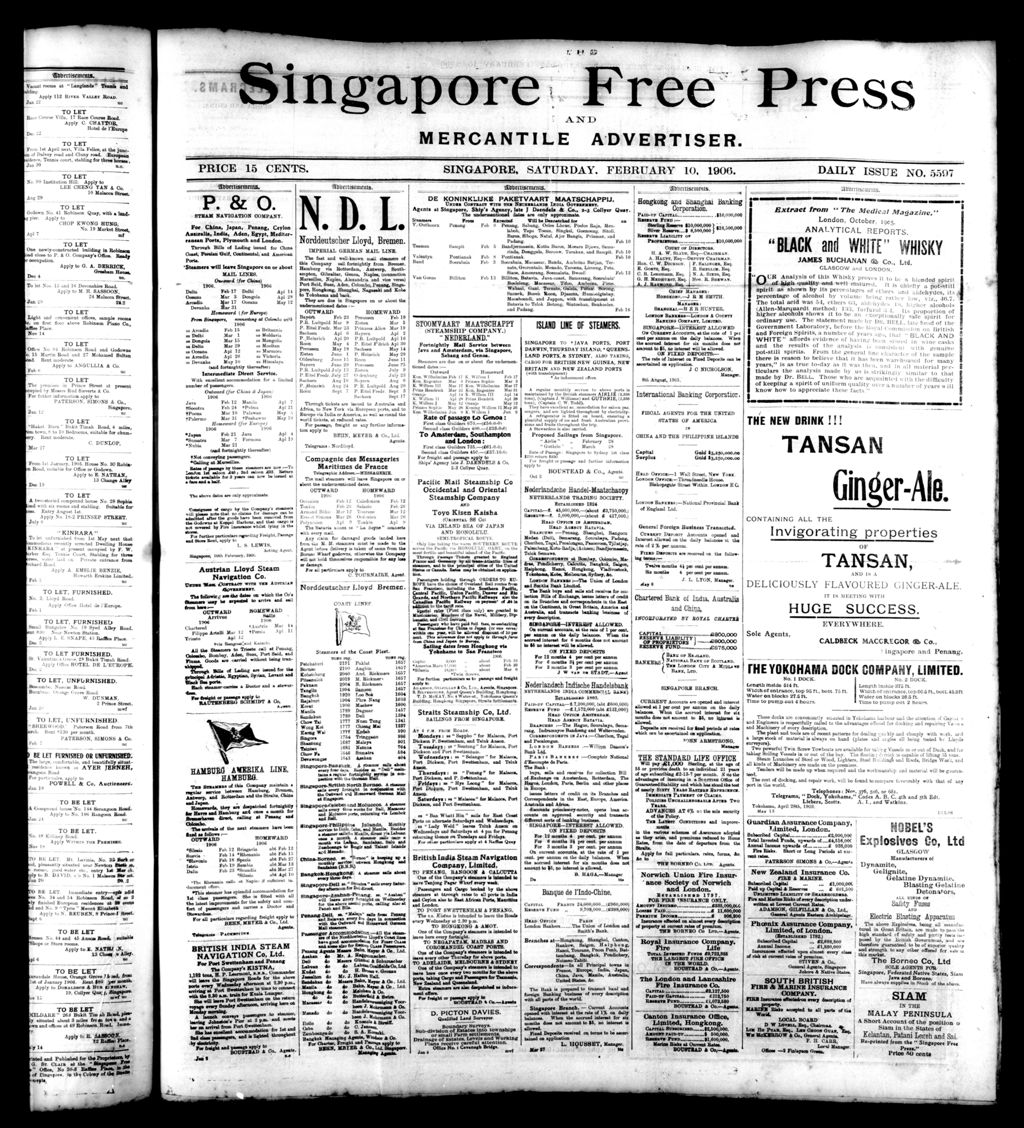 Miniature of Singapore Free Press and Mercantile Advertiser 10 February 1906