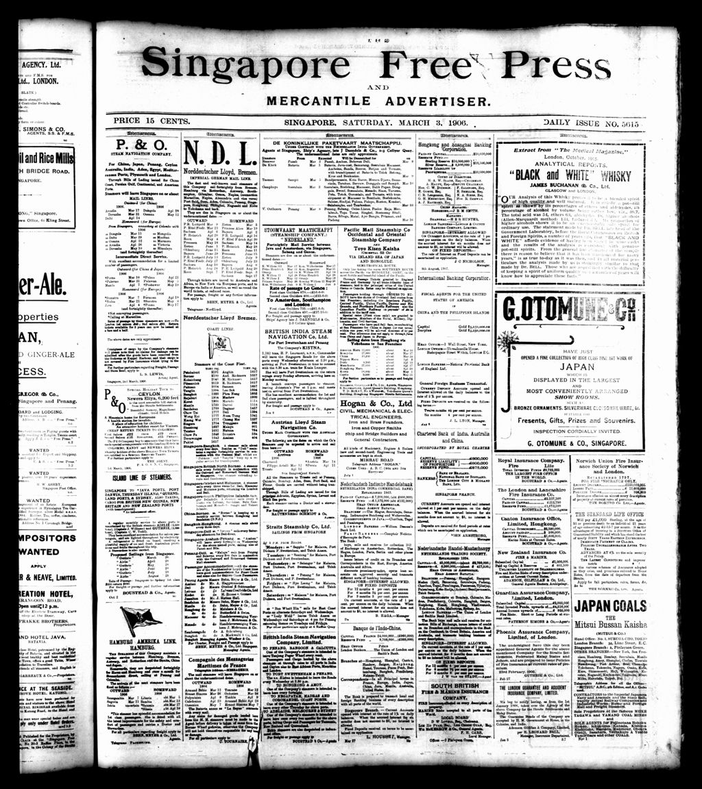 Miniature of Singapore Free Press and Mercantile Advertiser 03 March 1906