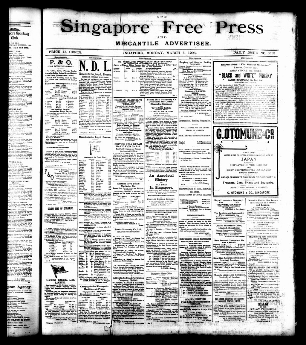 Miniature of Singapore Free Press and Mercantile Advertiser 05 March 1906