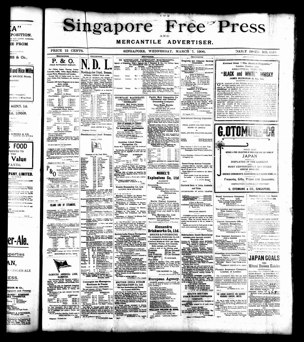 Miniature of Singapore Free Press and Mercantile Advertiser 07 March 1906