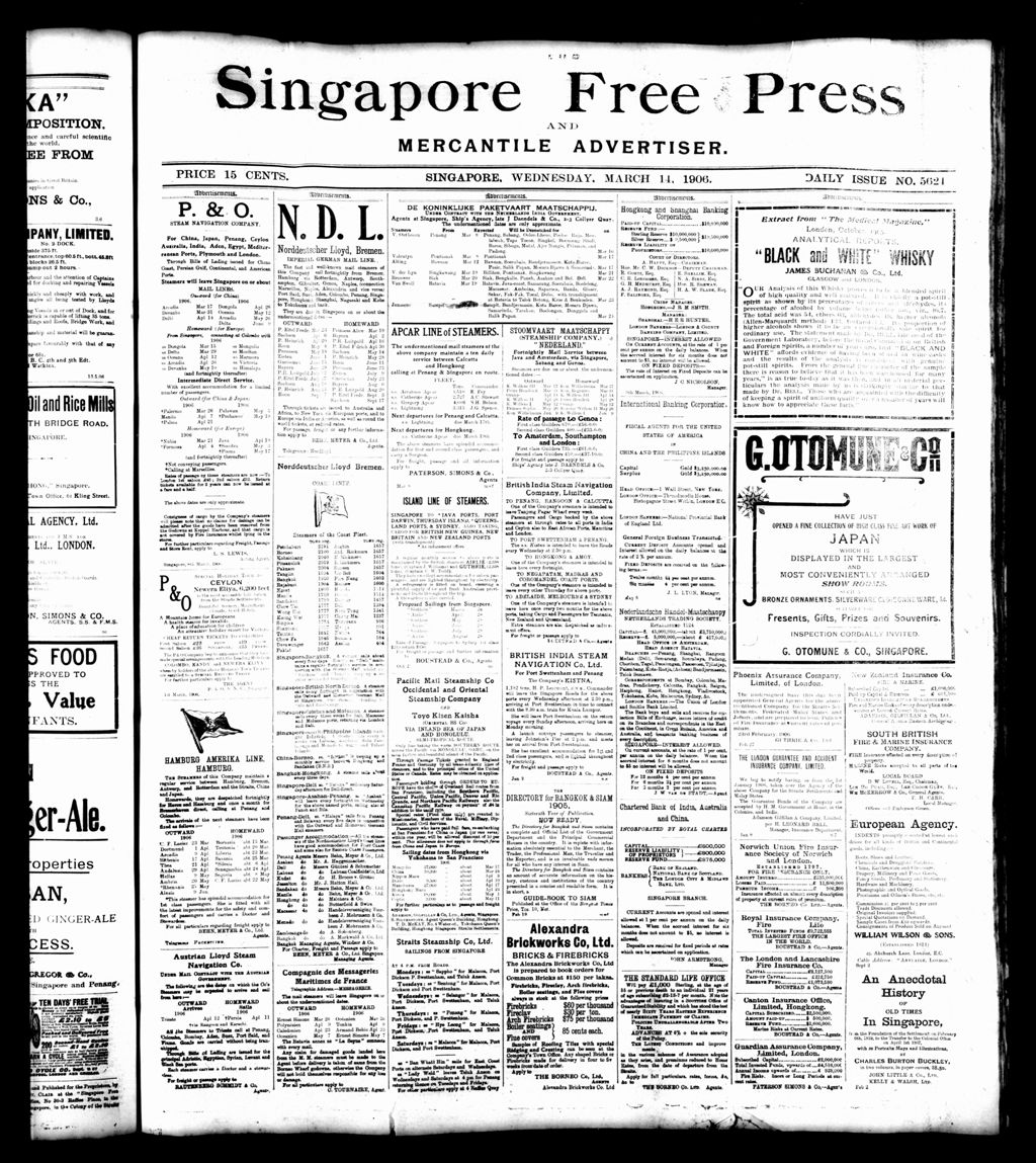 Miniature of Singapore Free Press and Mercantile Advertiser 14 March 1906