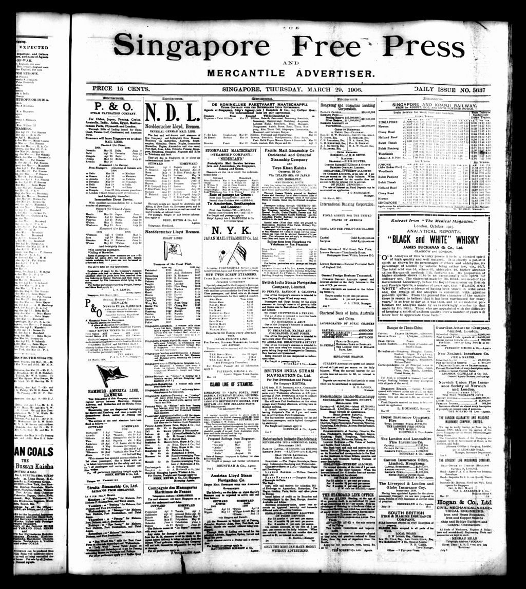 Miniature of Singapore Free Press and Mercantile Advertiser 29 March 1906