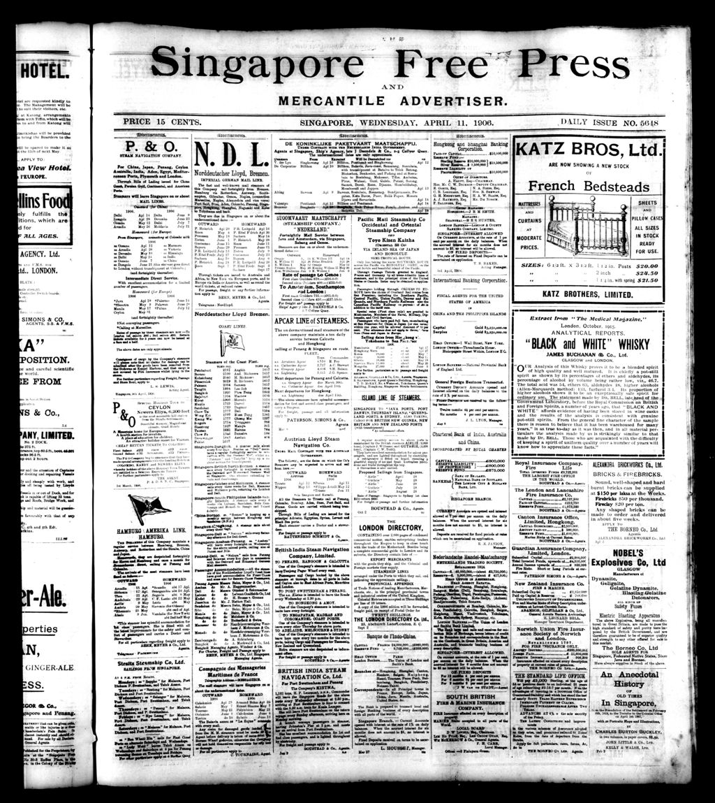 Miniature of Singapore Free Press and Mercantile Advertiser 11 April 1906