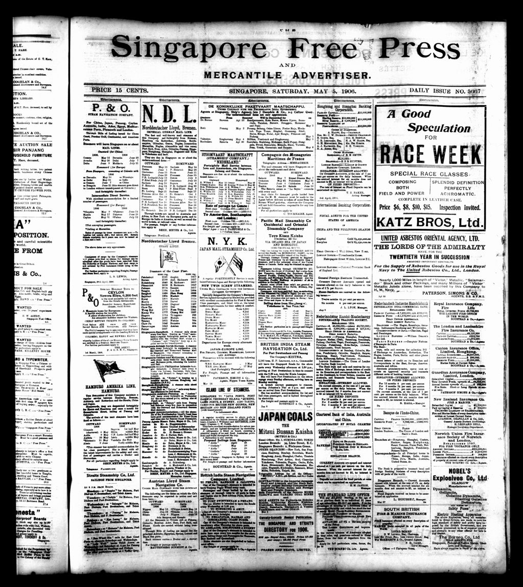 Miniature of Singapore Free Press and Mercantile Advertiser 05 May 1906