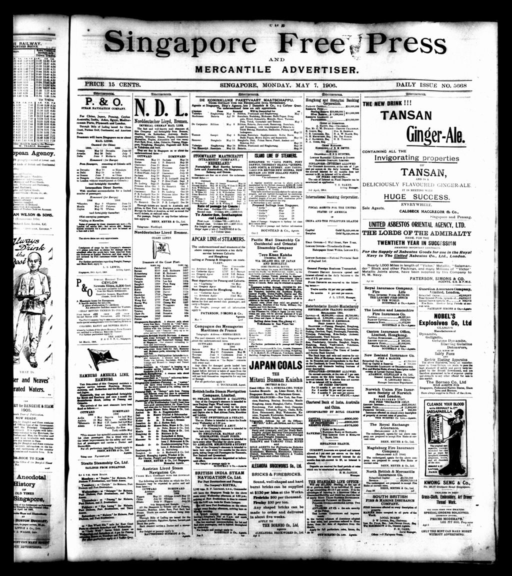 Miniature of Singapore Free Press and Mercantile Advertiser 07 May 1906