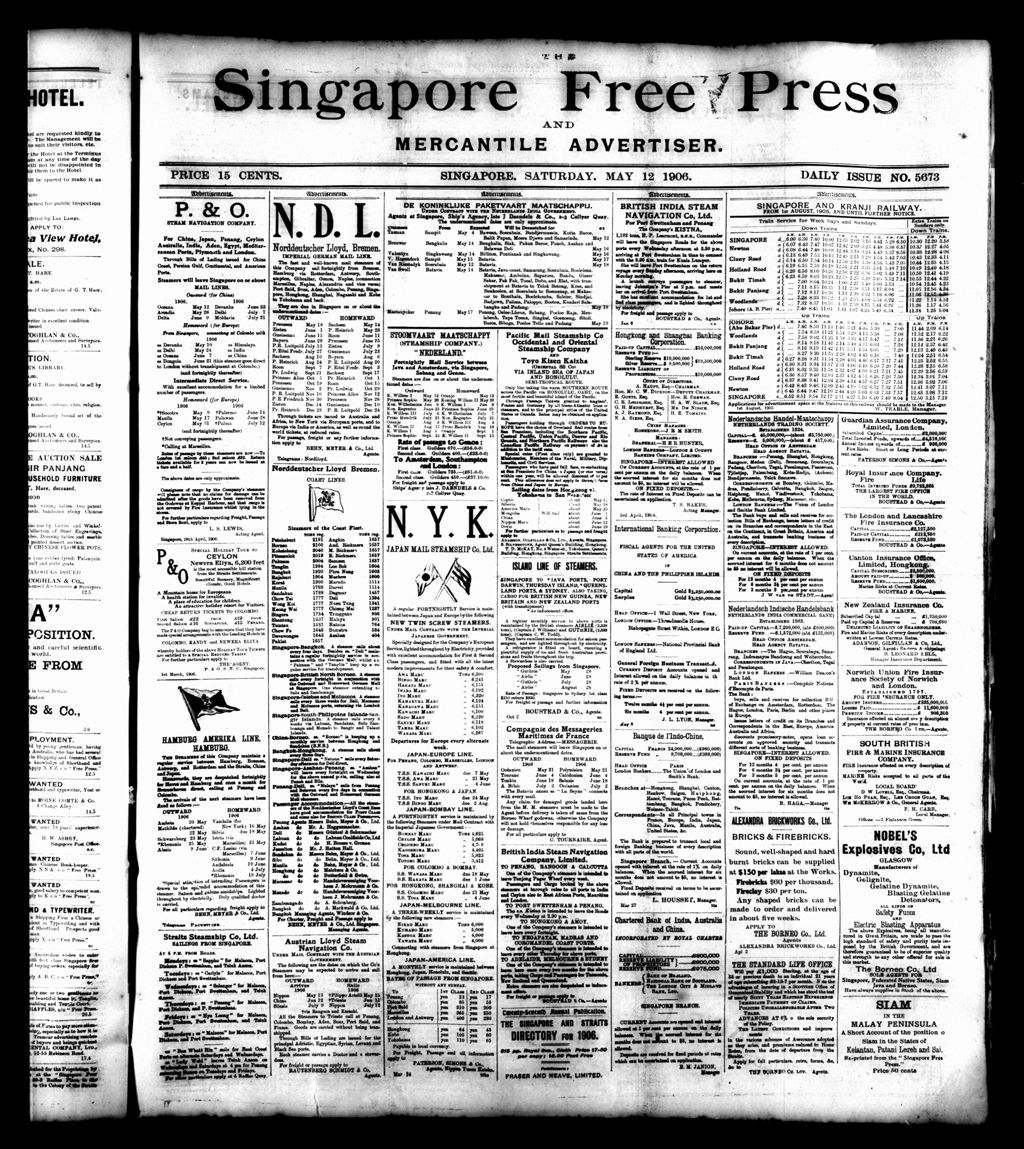 Miniature of Singapore Free Press and Mercantile Advertiser 12 May 1906