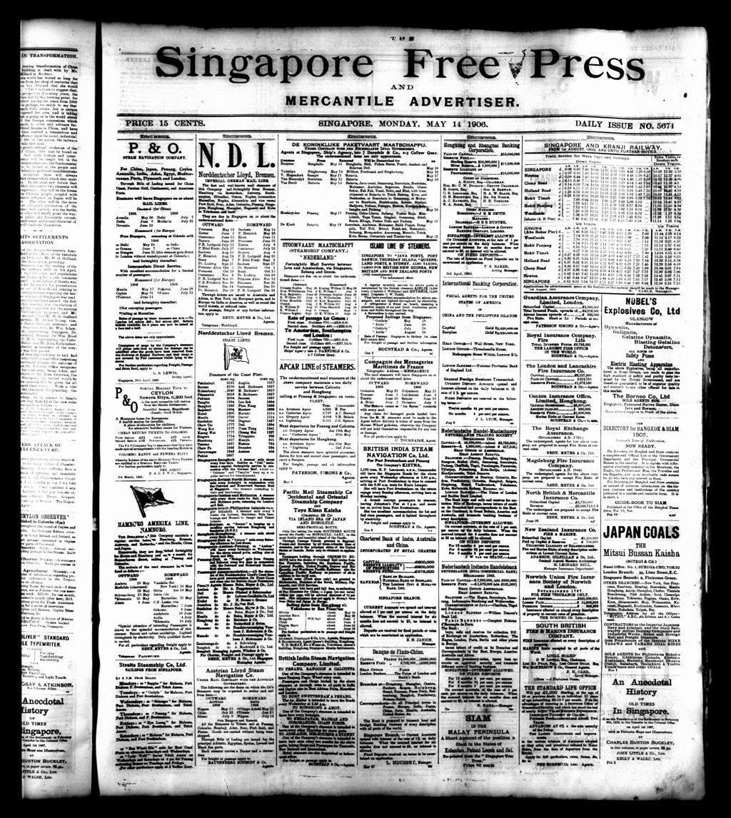 Miniature of Singapore Free Press and Mercantile Advertiser 14 May 1906