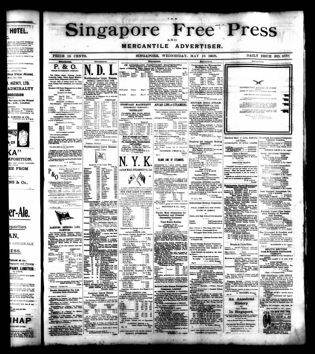 Miniature of Singapore Free Press and Mercantile Advertiser 16 May 1906