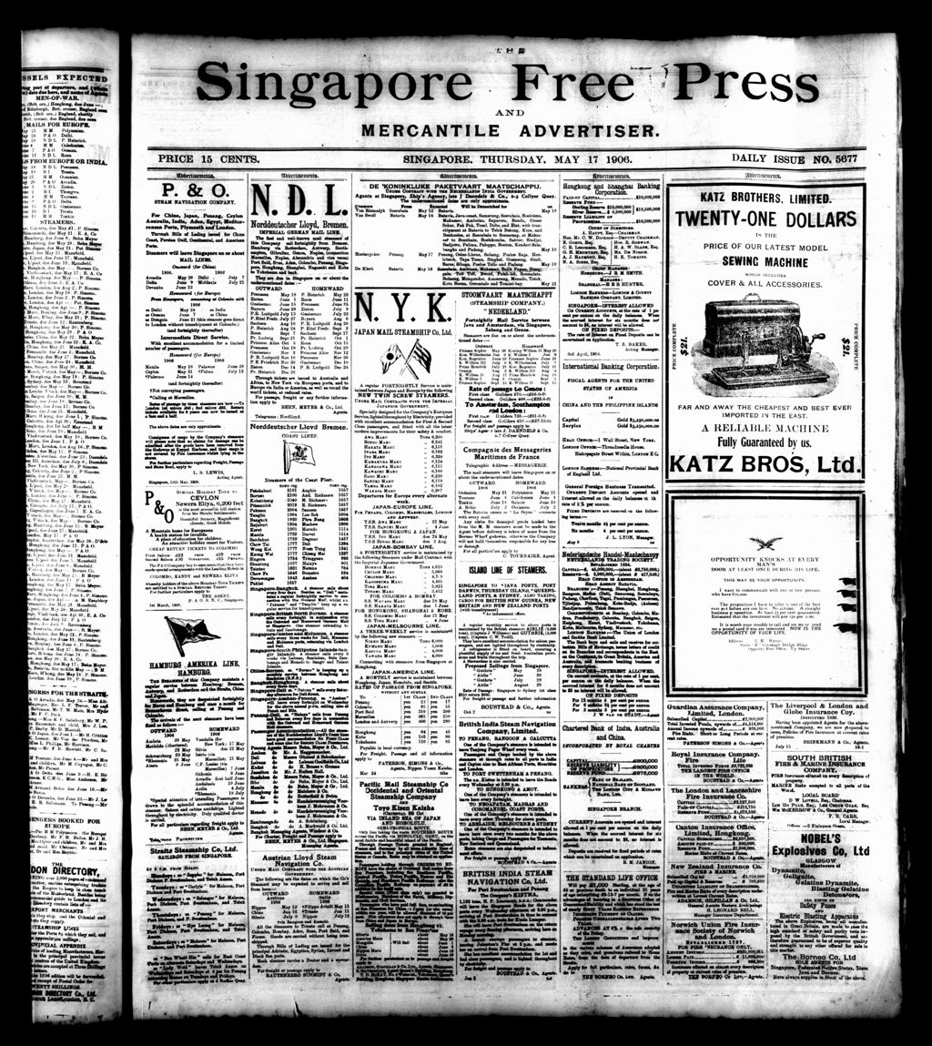 Miniature of Singapore Free Press and Mercantile Advertiser 17 May 1906