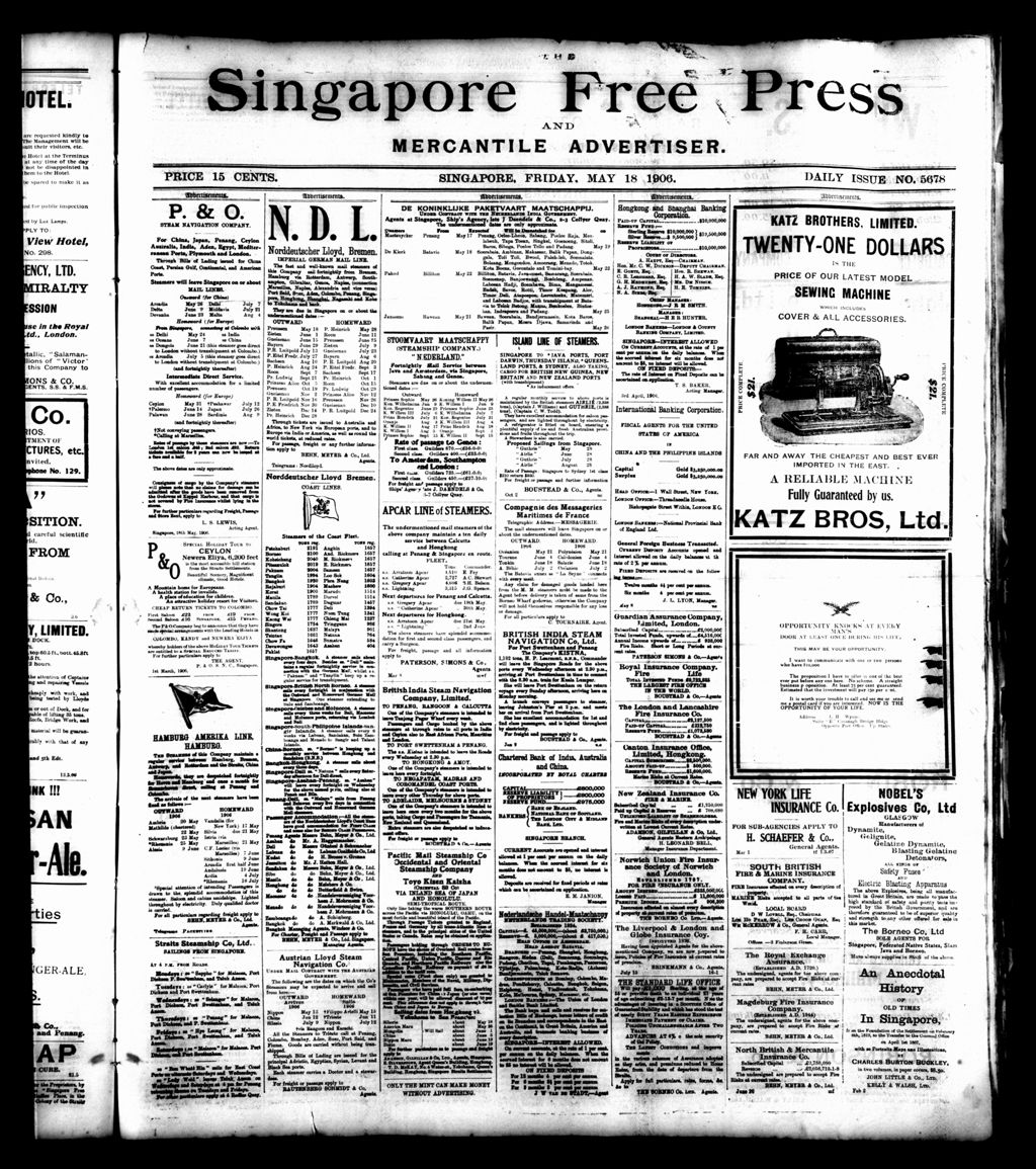 Miniature of Singapore Free Press and Mercantile Advertiser 18 May 1906