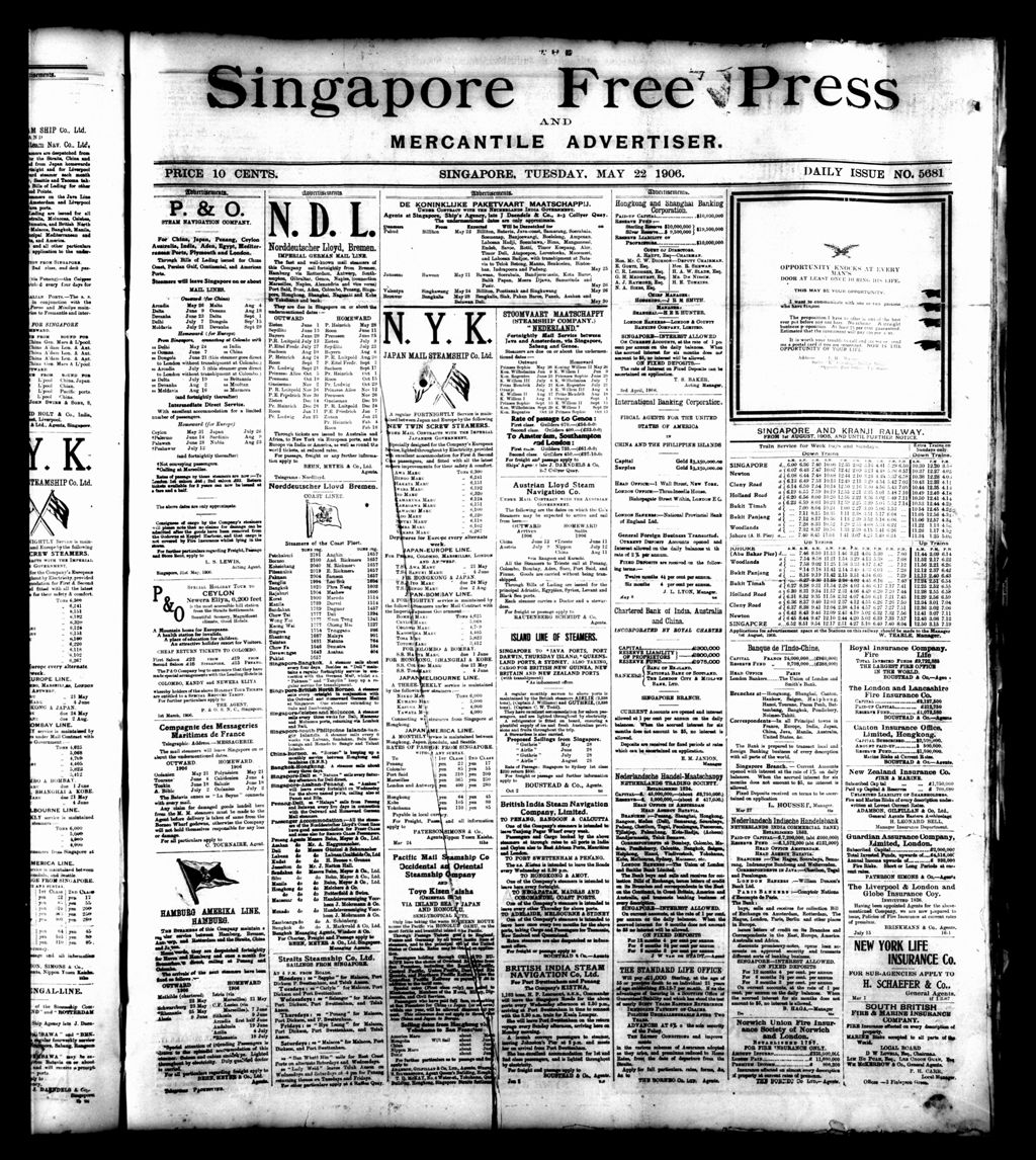 Miniature of Singapore Free Press and Mercantile Advertiser 22 May 1906