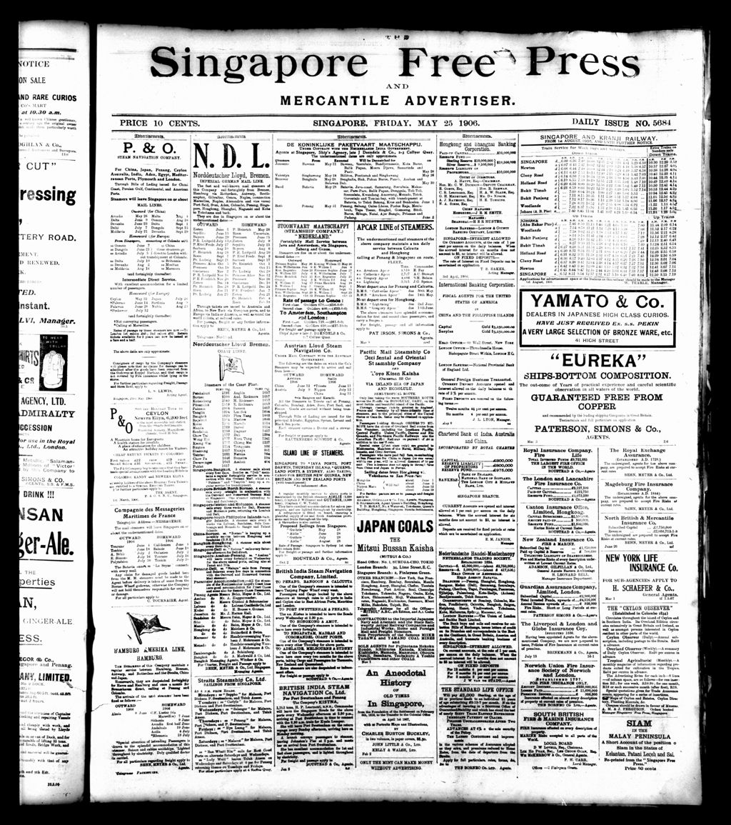 Miniature of Singapore Free Press and Mercantile Advertiser 25 May 1906