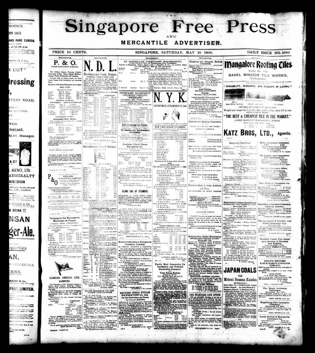 Miniature of Singapore Free Press and Mercantile Advertiser 26 May 1906