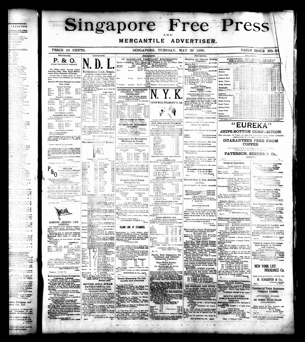 Miniature of Singapore Free Press and Mercantile Advertiser 29 May 1906