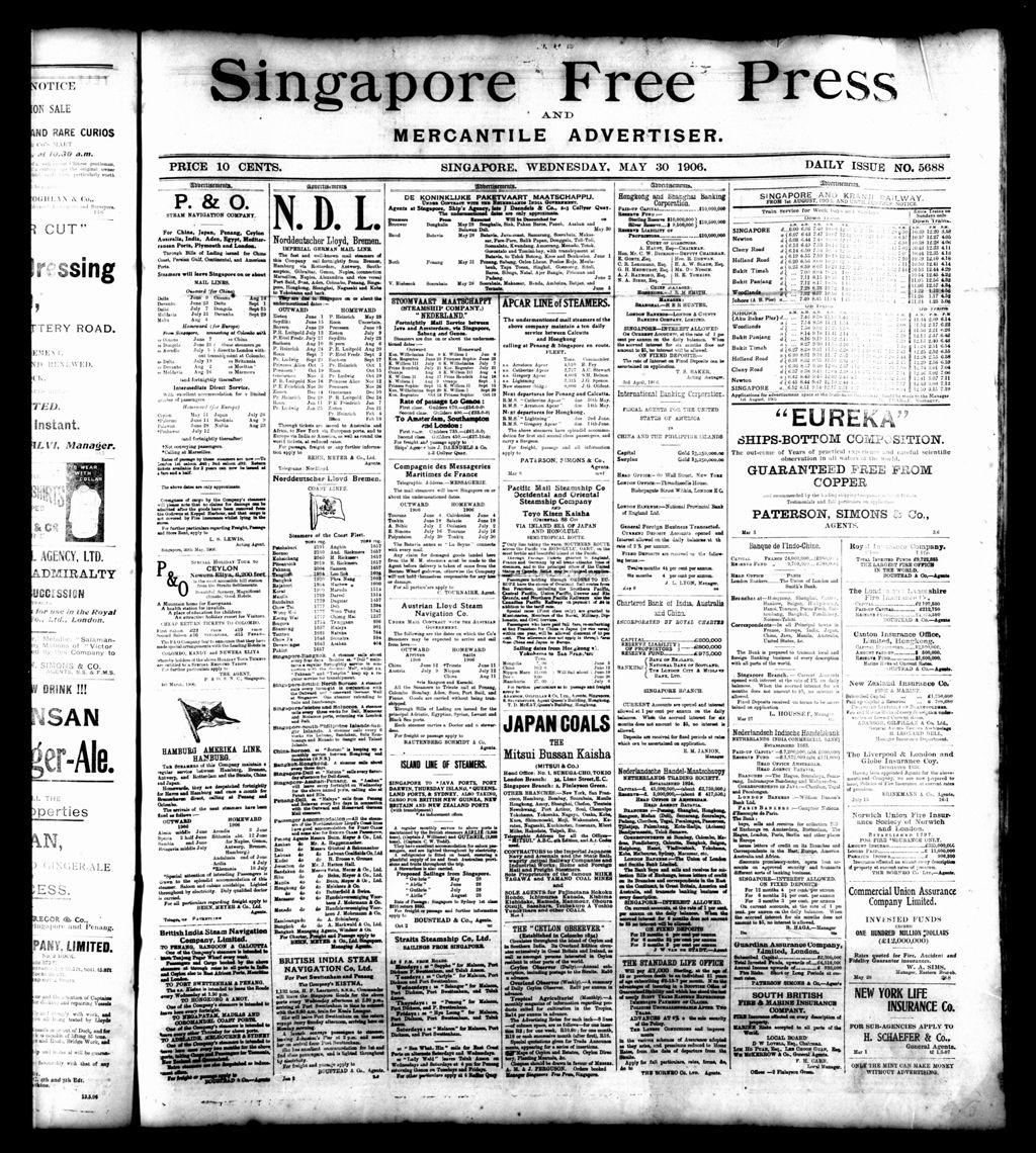 Miniature of Singapore Free Press and Mercantile Advertiser 30 May 1906