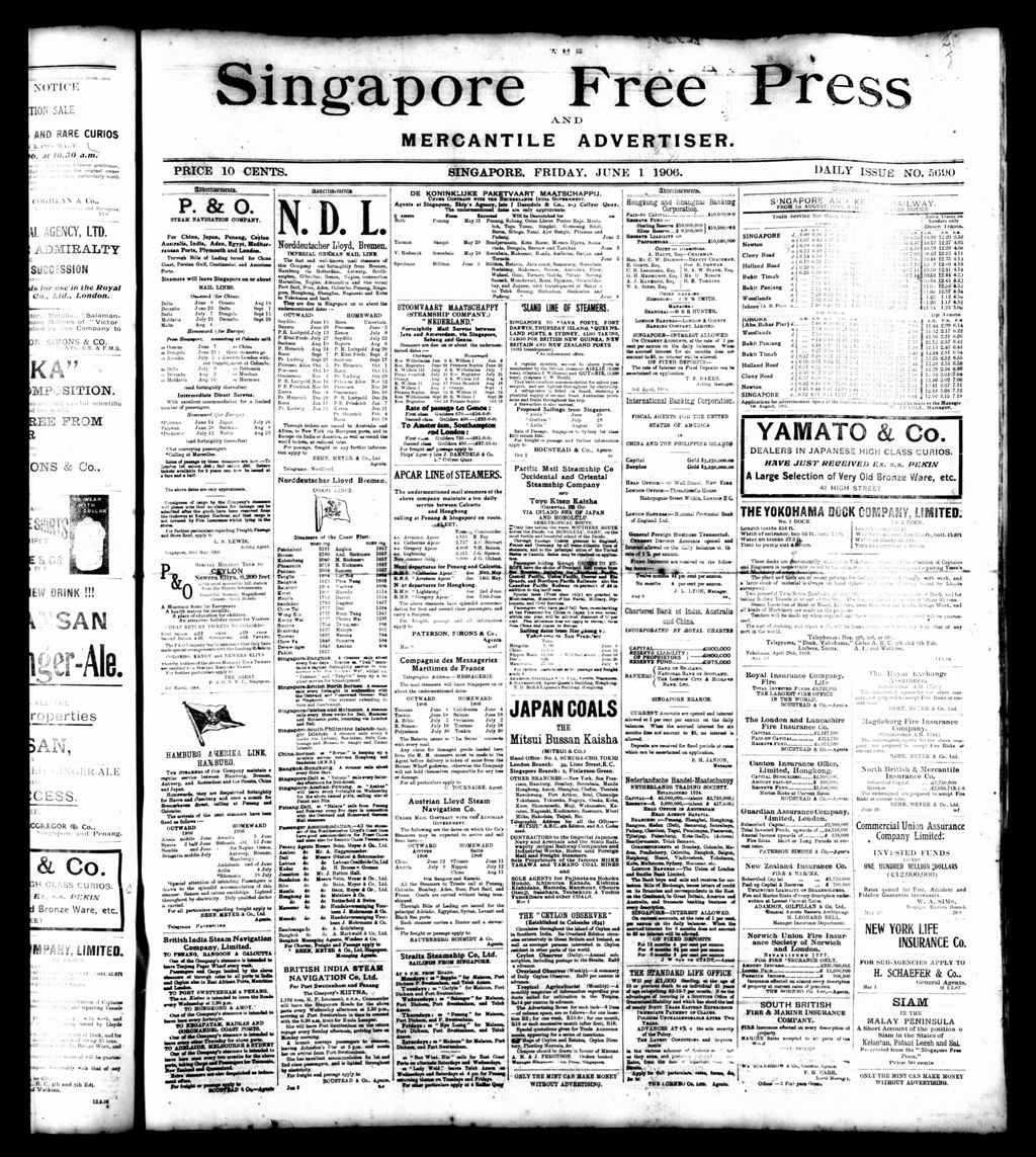 Miniature of Singapore Free Press and Mercantile Advertiser 01 June 1906