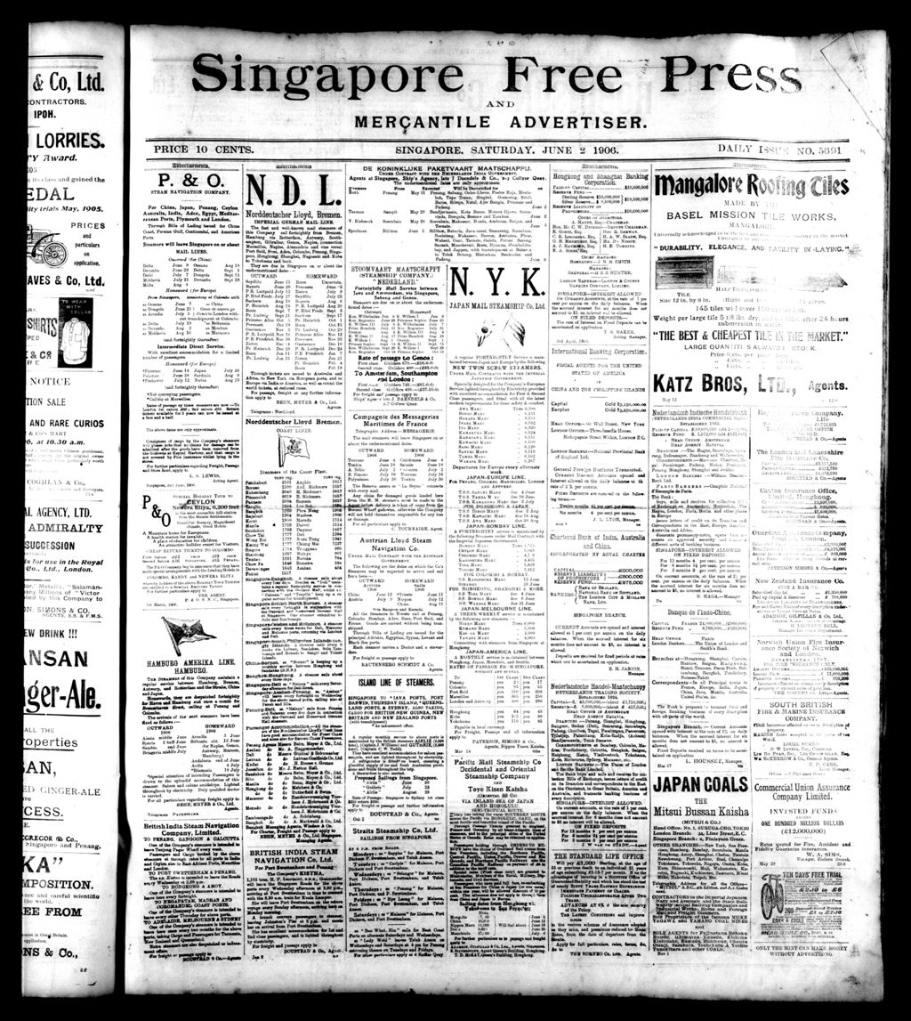 Miniature of Singapore Free Press and Mercantile Advertiser 02 June 1906