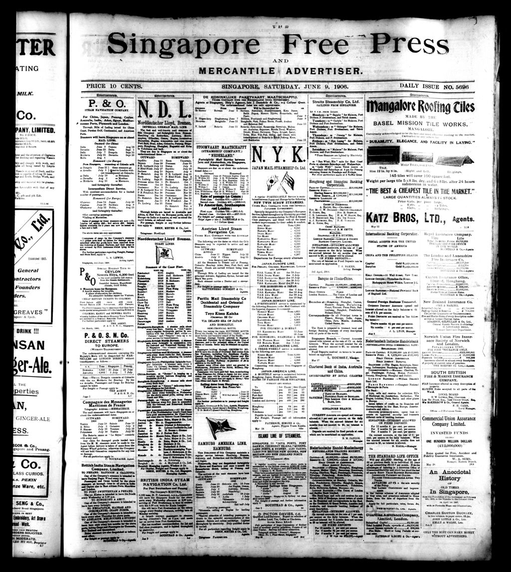 Miniature of Singapore Free Press and Mercantile Advertiser 09 June 1906