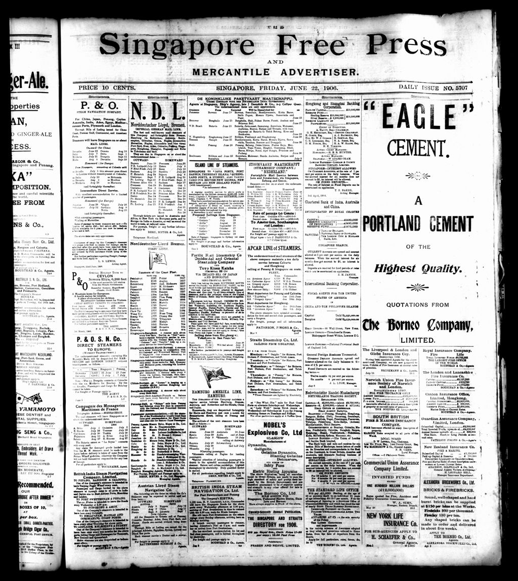 Miniature of Singapore Free Press and Mercantile Advertiser 22 June 1906