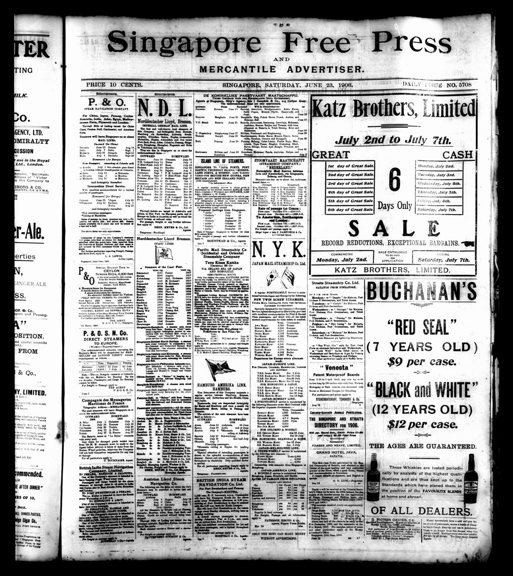 Miniature of Singapore Free Press and Mercantile Advertiser 23 June 1906