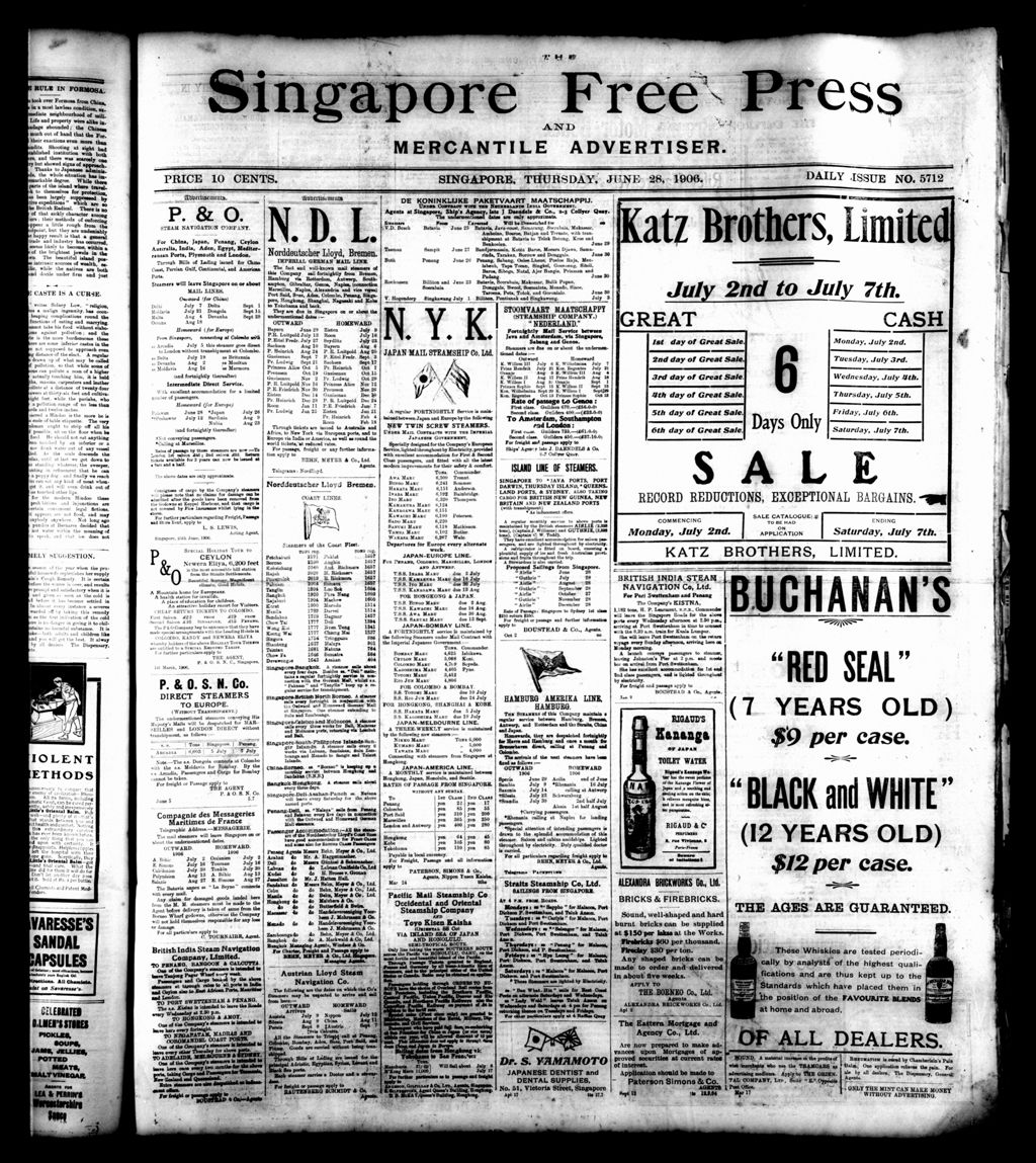 Miniature of Singapore Free Press and Mercantile Advertiser 28 June 1906