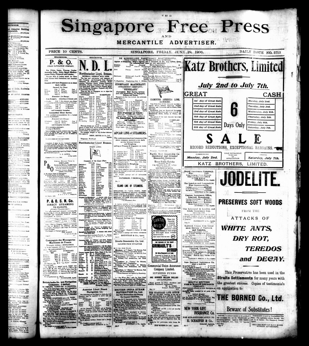 Miniature of Singapore Free Press and Mercantile Advertiser 29 June 1906