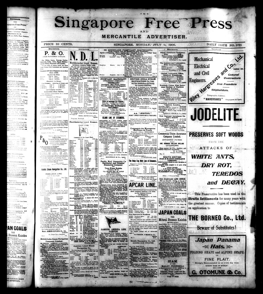 Miniature of Singapore Free Press and Mercantile Advertiser 09 July 1906