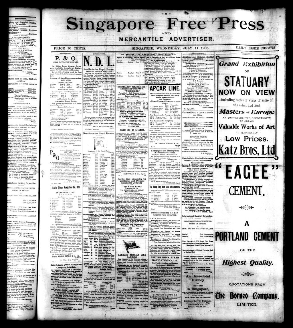 Miniature of Singapore Free Press and Mercantile Advertiser 11 July 1906