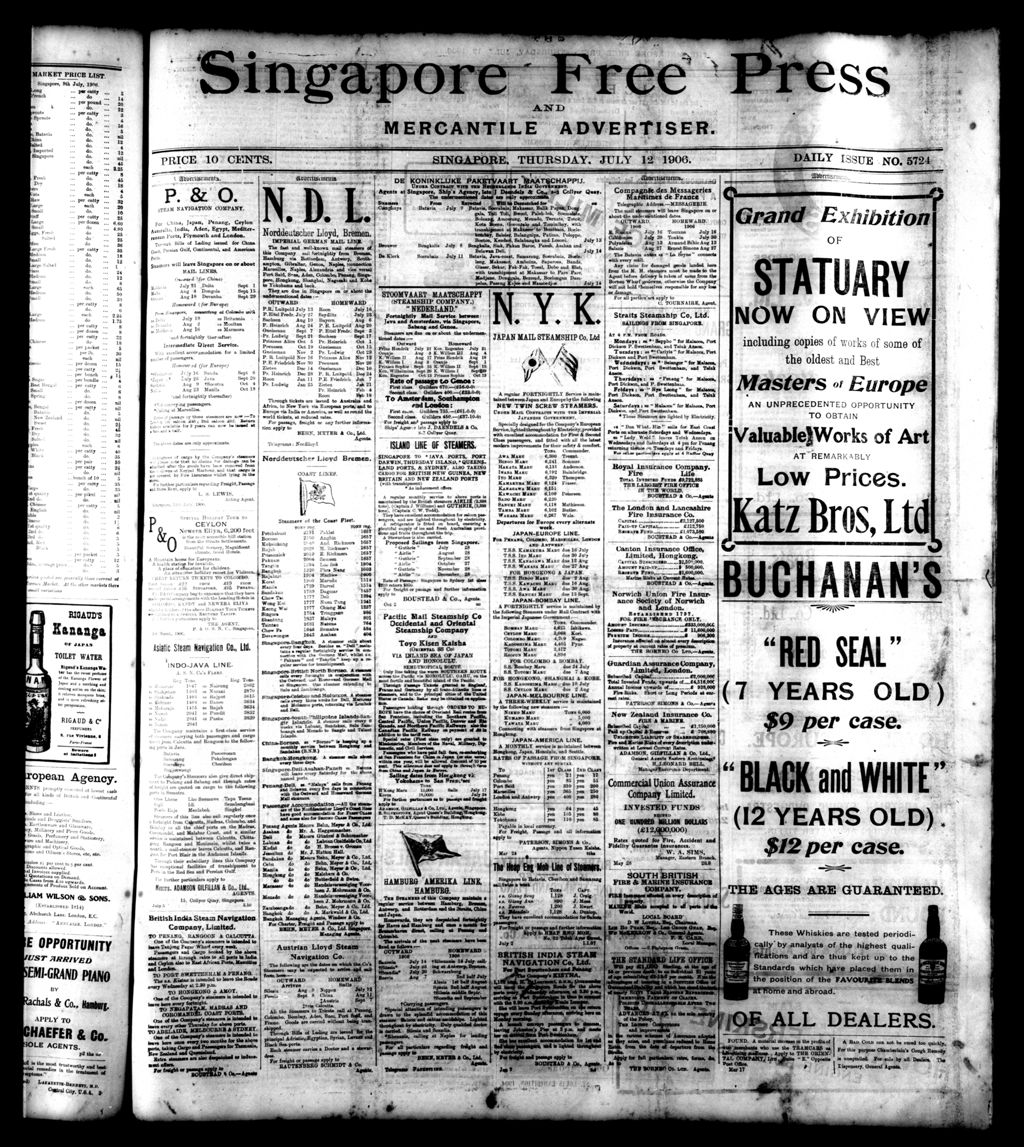 Miniature of Singapore Free Press and Mercantile Advertiser 12 July 1906