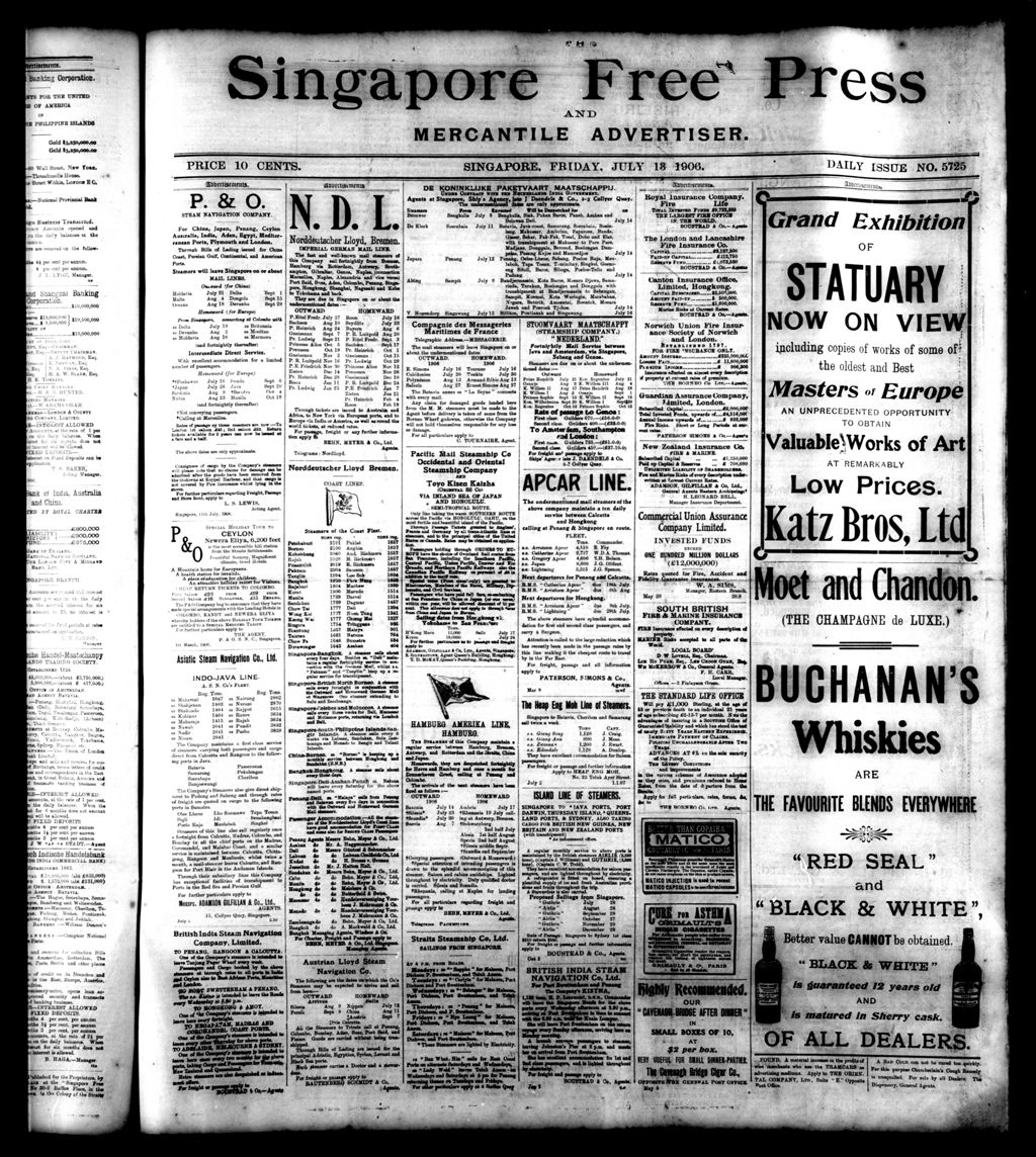 Miniature of Singapore Free Press and Mercantile Advertiser 13 July 1906