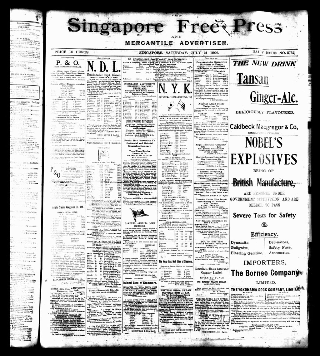 Miniature of Singapore Free Press and Mercantile Advertiser 21 July 1906