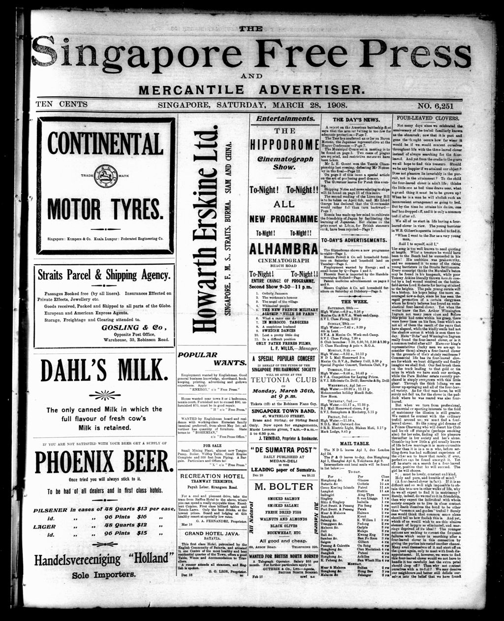 Miniature of Singapore Free Press and Mercantile Advertiser 28 March 1908