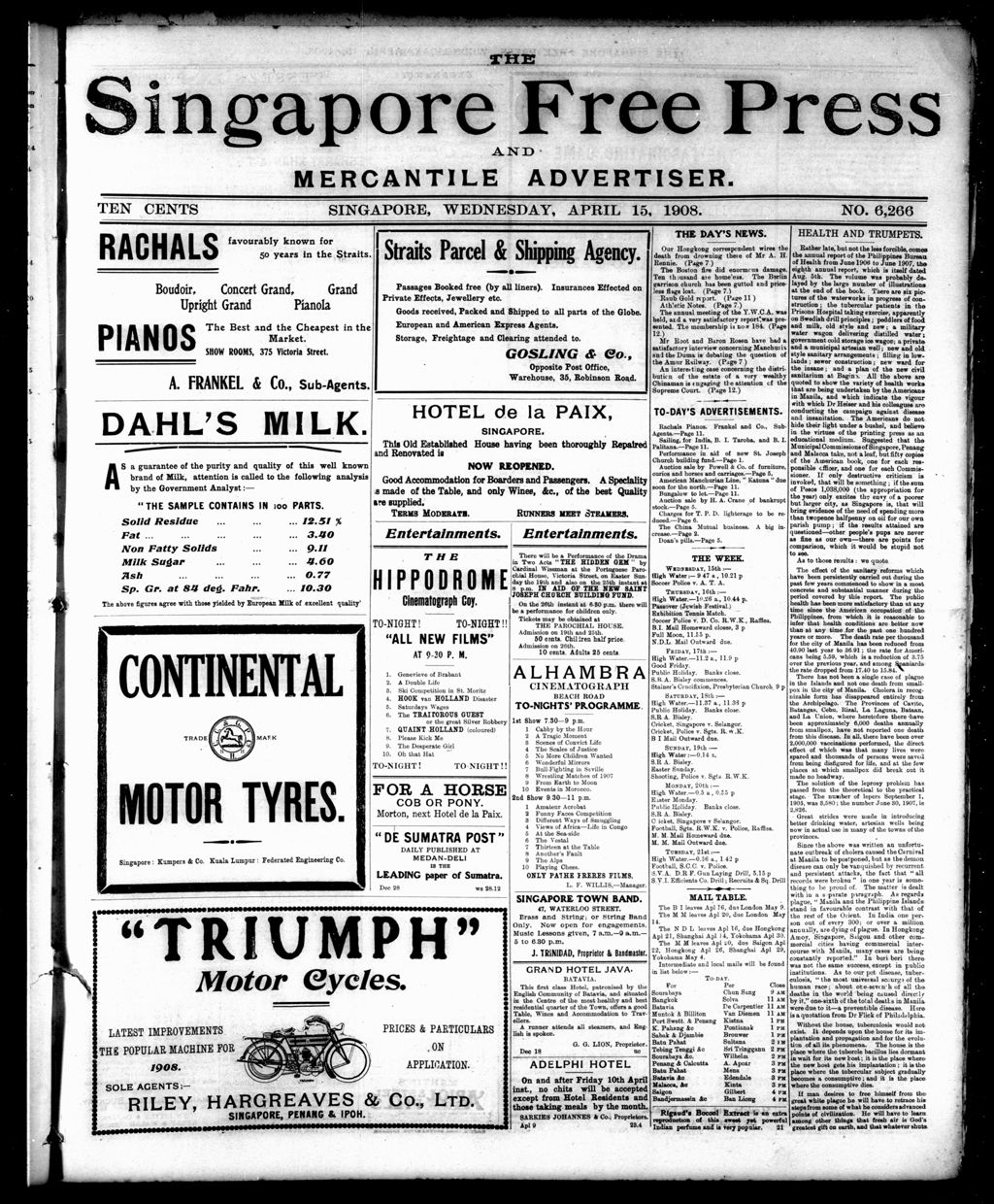 Miniature of Singapore Free Press and Mercantile Advertiser 15 April 1908