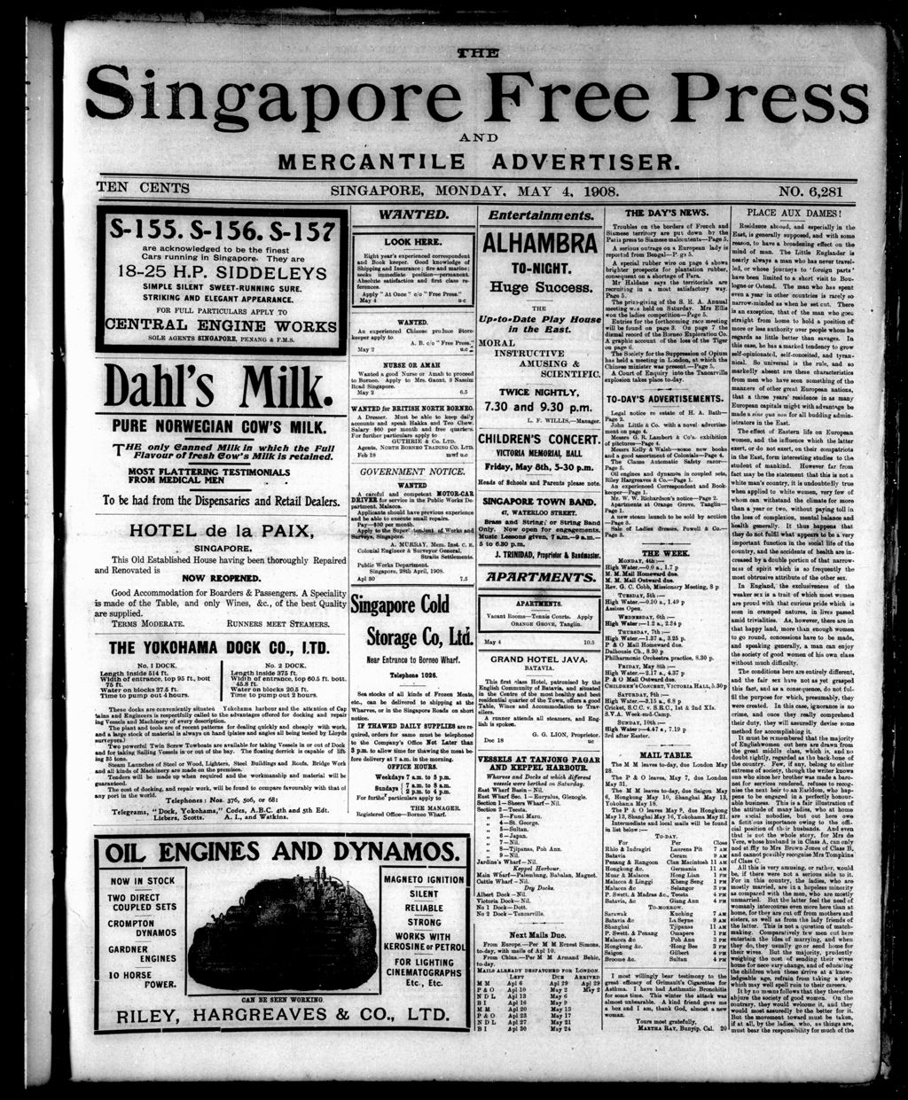 Miniature of Singapore Free Press and Mercantile Advertiser 04 May 1908