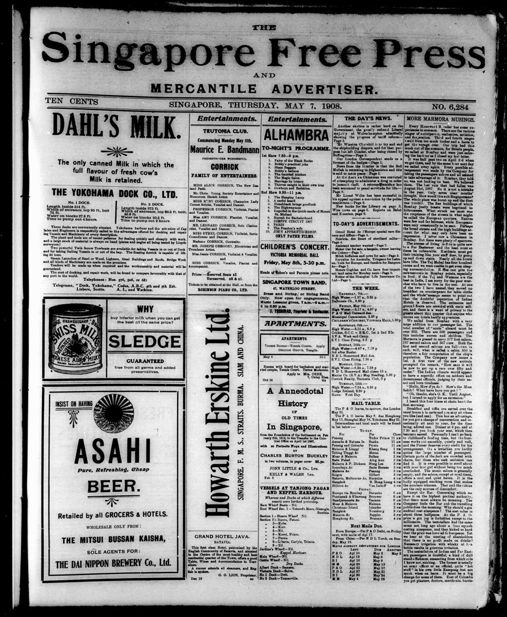 Miniature of Singapore Free Press and Mercantile Advertiser 07 May 1908