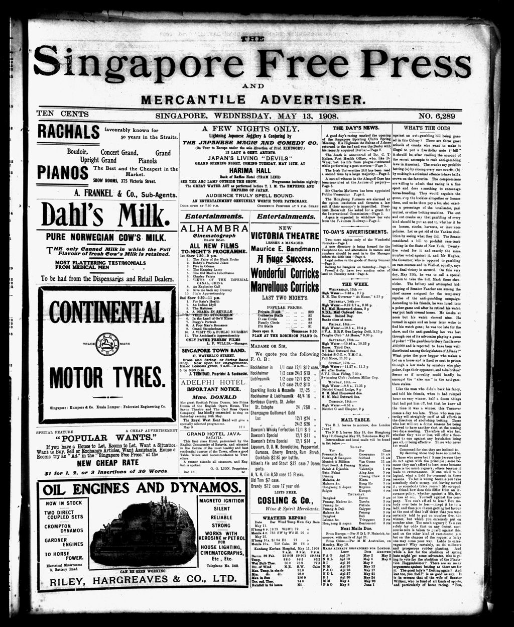 Miniature of Singapore Free Press and Mercantile Advertiser 13 May 1908