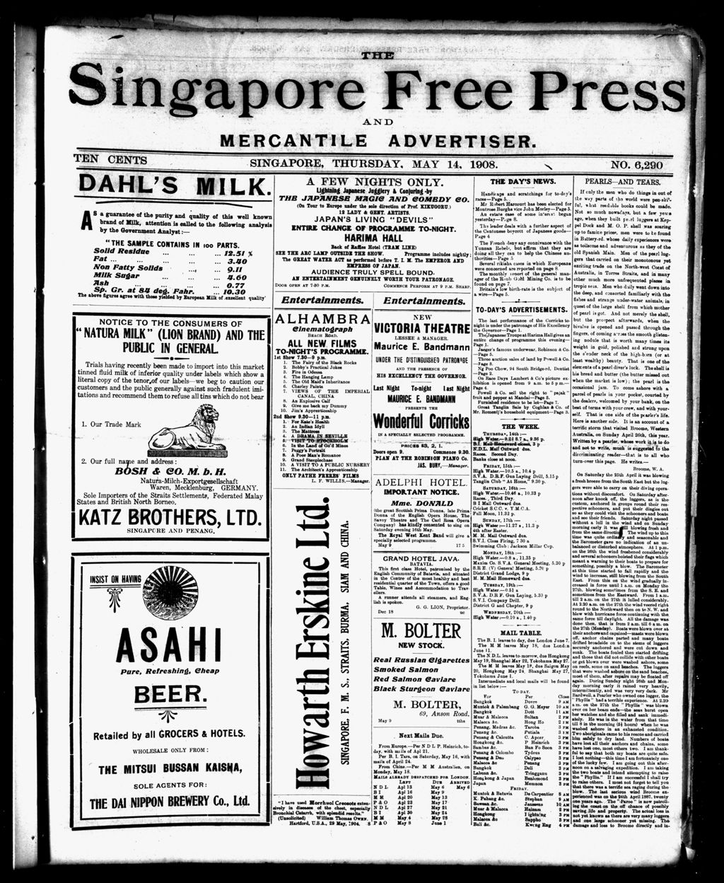 Miniature of Singapore Free Press and Mercantile Advertiser 14 May 1908