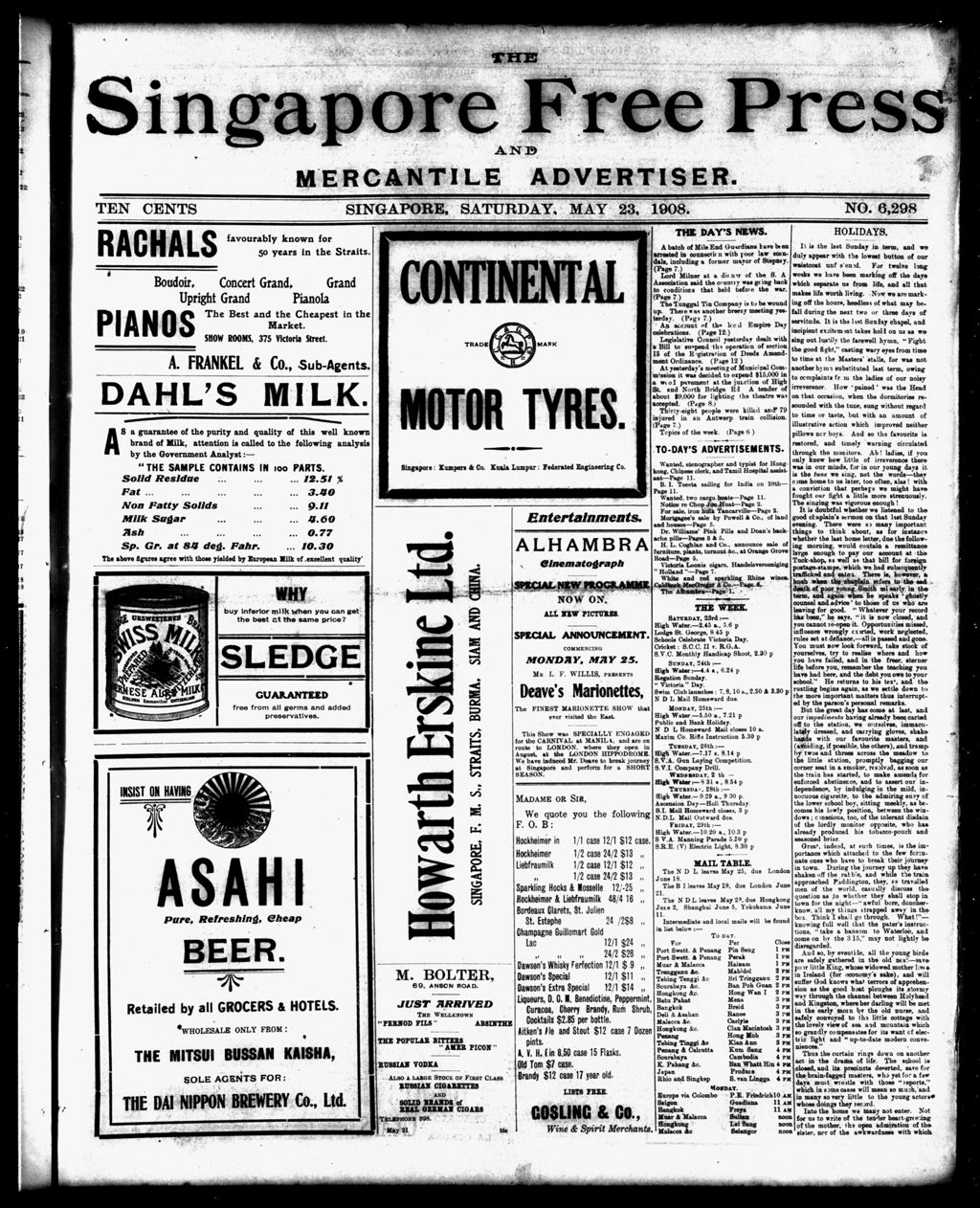 Miniature of Singapore Free Press and Mercantile Advertiser 23 May 1908