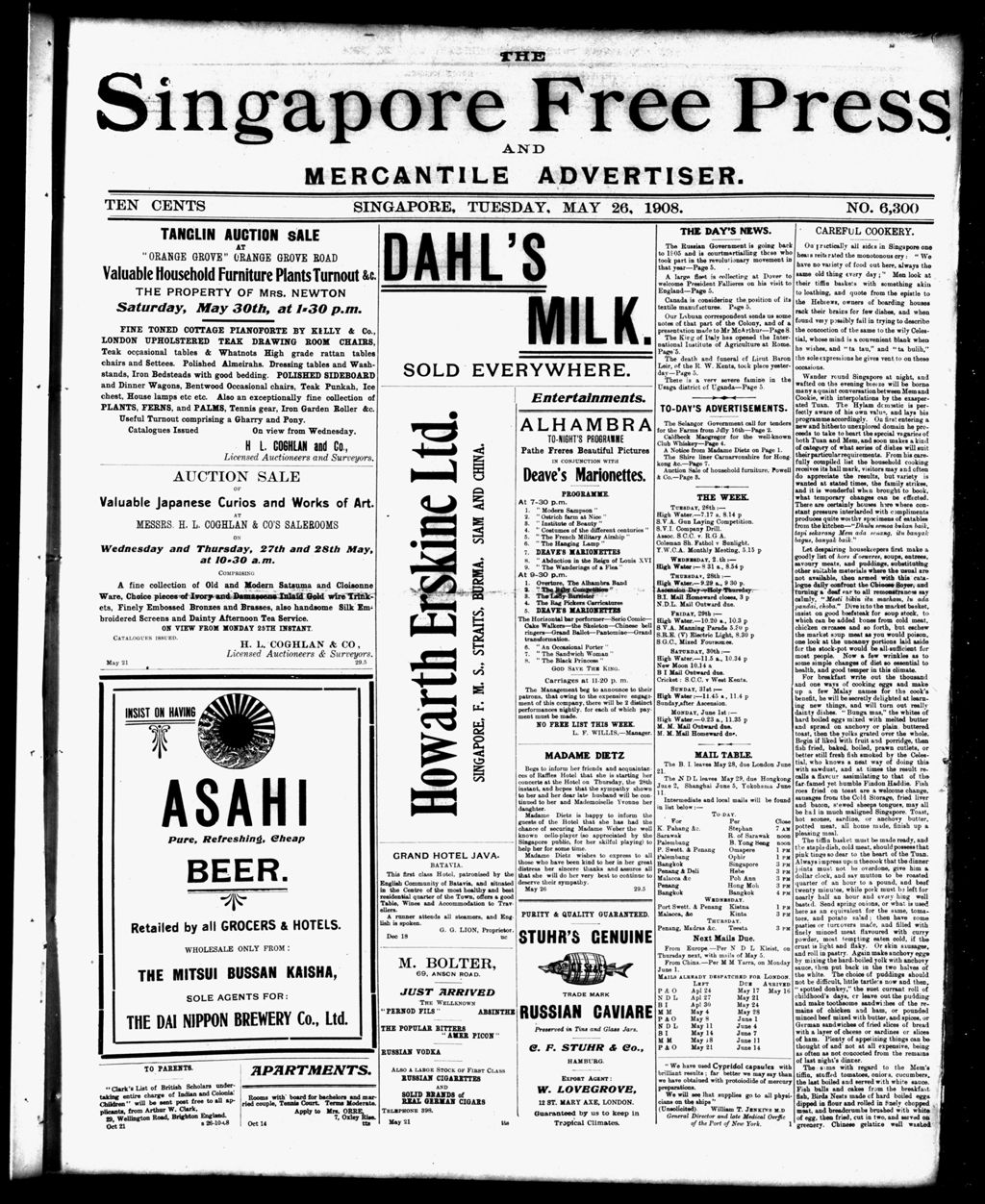 Miniature of Singapore Free Press and Mercantile Advertiser 26 May 1908