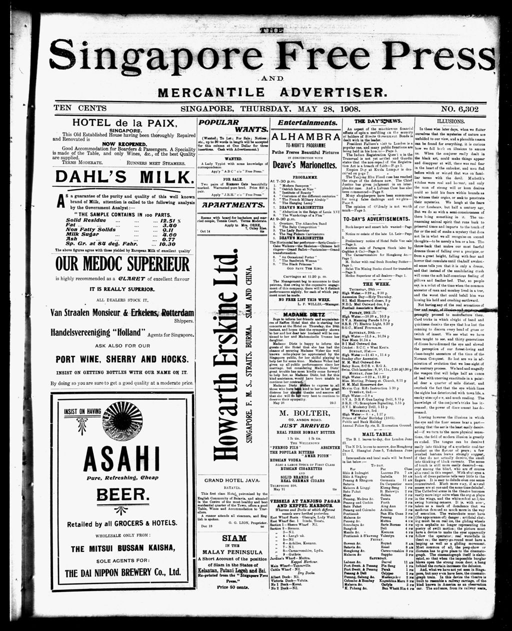 Miniature of Singapore Free Press and Mercantile Advertiser 28 May 1908