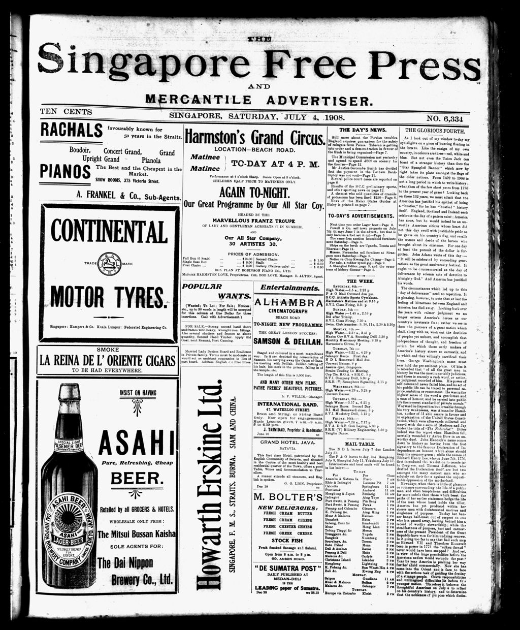 Miniature of Singapore Free Press and Mercantile Advertiser 04 July 1908