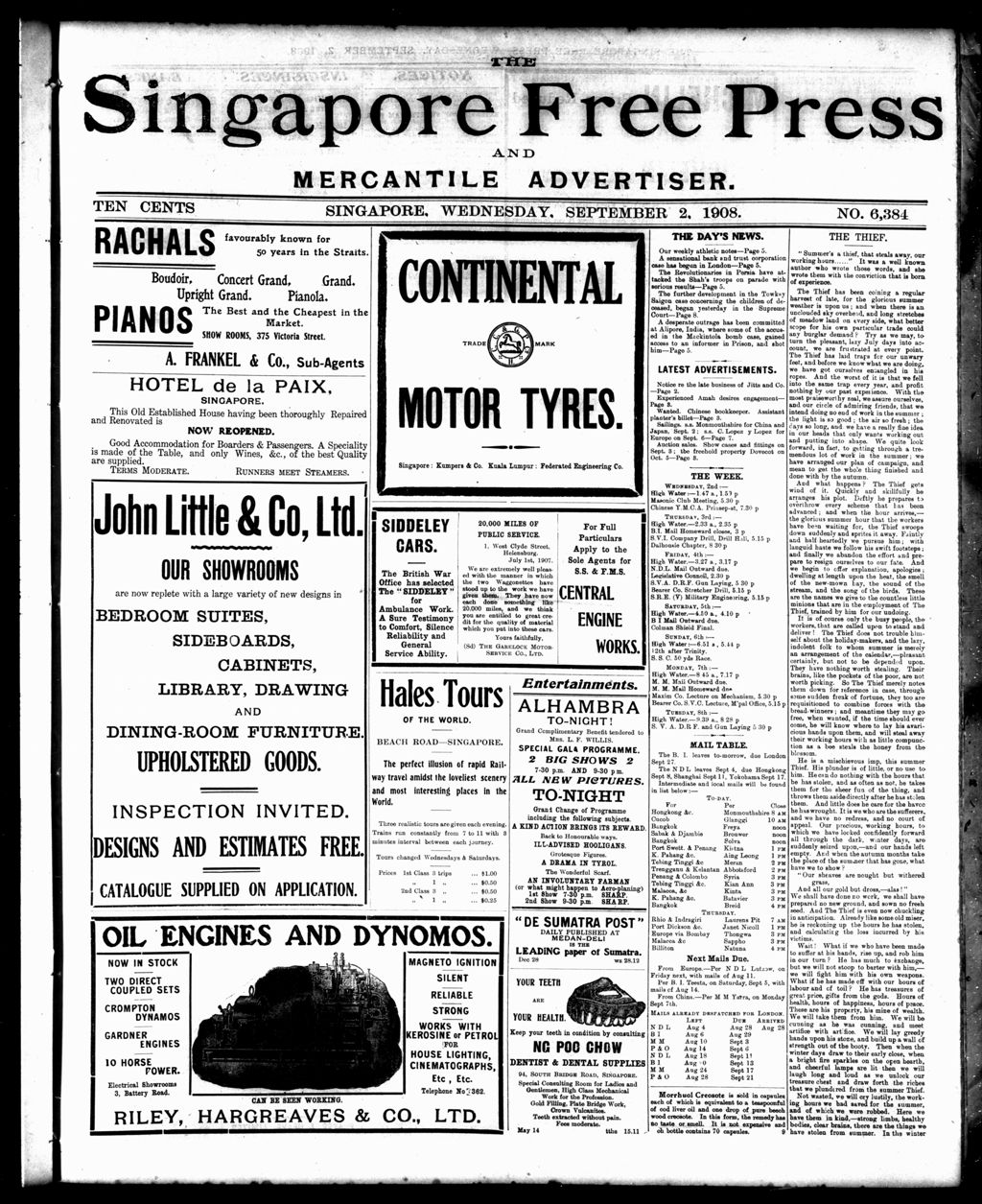 Miniature of Singapore Free Press and Mercantile Advertiser 02 September 1908